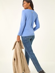 Roman Blue Stitch Heart Knit Jumper - Image 3 of 5