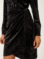 Roman Black Velvet High Neck Stud Bodycon Dress - Image 5 of 5