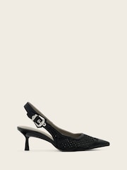 AllSaints Black Idiya Mesh Slingback Heels - Image 1 of 4