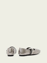 AllSaints Grey Holly Stud Metallic Ballet Flats Shoes - Image 3 of 4
