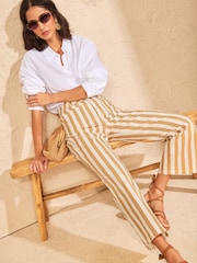 Love & Roses Ecru Straight Leg Crop Jeans With Stripe Detail - Image 5 of 5