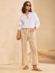 Love & Roses Ecru Petite Straight Leg Crop Jeans With Stripe Detail - Image 3 of 5