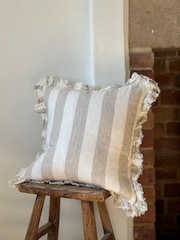Ellenvale Interiors Natural Hallie Stripe Ruffle Cushion Cover - Image 1 of 5