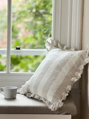Ellenvale Interiors Natural Hallie Stripe Ruffle Cushion Cover - Image 2 of 5