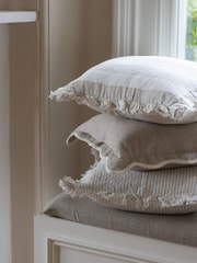 Ellenvale Interiors Natural Hallie Stripe Ruffle Cushion Cover - Image 3 of 5