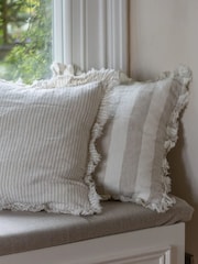 Ellenvale Interiors Natural Hallie Stripe Ruffle Cushion Cover - Image 4 of 5
