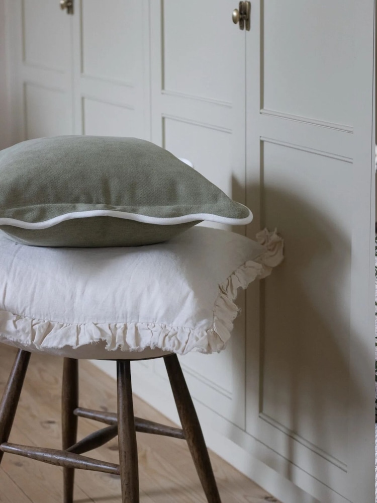 Ellenvale Interiors Sage Chloe Scalloped Edge Cushion Cover - Image 3 of 3 Ellenvale Interiors Sage Chloe Scalloped Edge Cushion Cover - Image 3 of 3