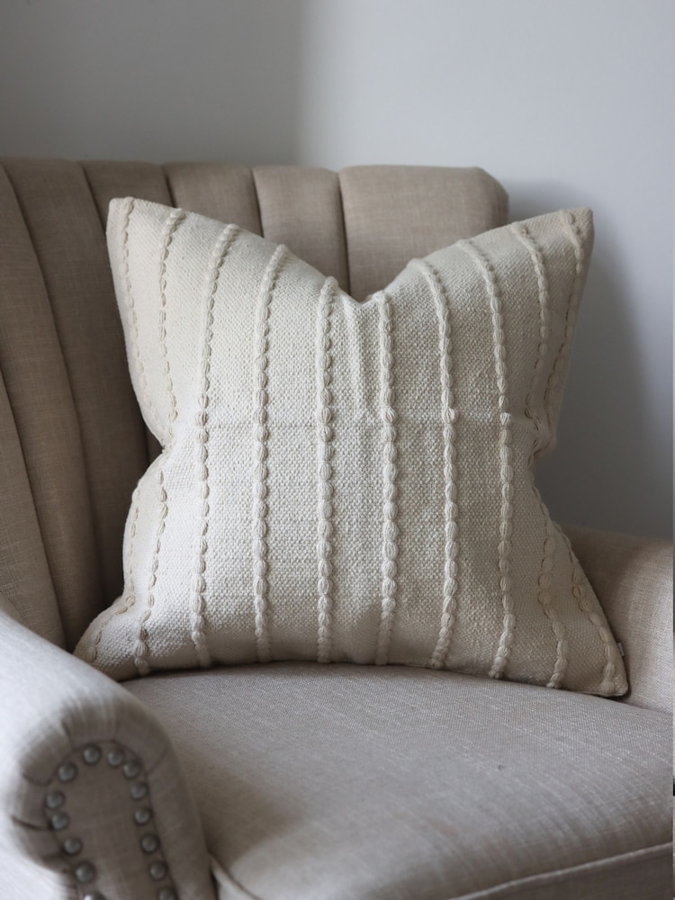 Ellenvale Interiors Cream India Stripe Cushion Cover - Image 1 of 3 Ellenvale Interiors Cream India Stripe Cushion Cover - Image 1 of 3