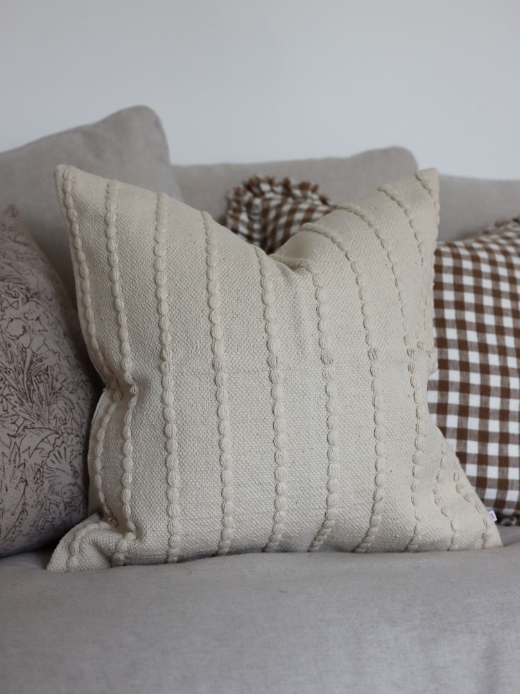 Ellenvale Interiors Cream India Stripe Cushion Cover - Image 2 of 3 Ellenvale Interiors Cream India Stripe Cushion Cover - Image 2 of 3