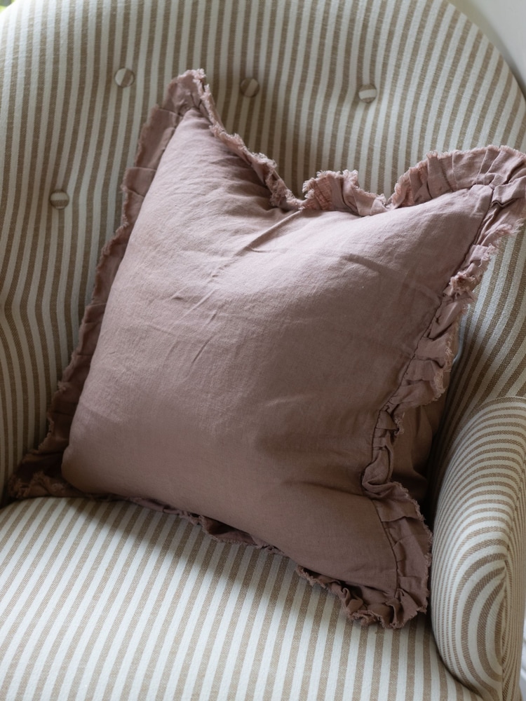 Ellenvale Interiors Pink Hallie Ruffle Cushion Cover - Image 1 of 5 Ellenvale Interiors Pink Hallie Ruffle Cushion Cover - Image 1 of 5