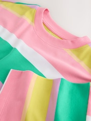 Pink/Green/Yellow Stripe - T-shirt girocollo pesante oversize con vestibilità squadrata - Immagine 6 di 7