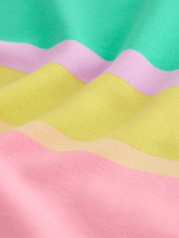 Pink/Green/Yellow Stripe - T-shirt girocollo pesante oversize con vestibilità squadrata - Immagine 7 di 7