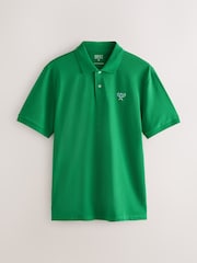 Tennis Green Embroided Regular Fit Regular Fit Short Sleeve Pique Polo Shirt - Image 5 of 8