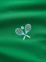Tennis Green Embroided Regular Fit Regular Fit Short Sleeve Pique Polo Shirt - Image 7 of 8