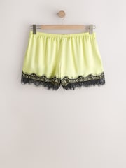 Lime Green Lace Trim Shorts - Image 5 of 7