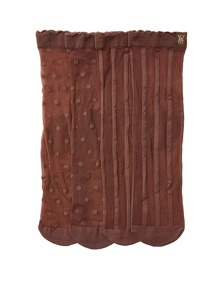Victoria's Secret Ganache Brown 2 Pack Sheer Socks - Image 2 of 2 Victoria's Secret Ganache Brown 2 Pack Sheer Socks - Image 2 of 2