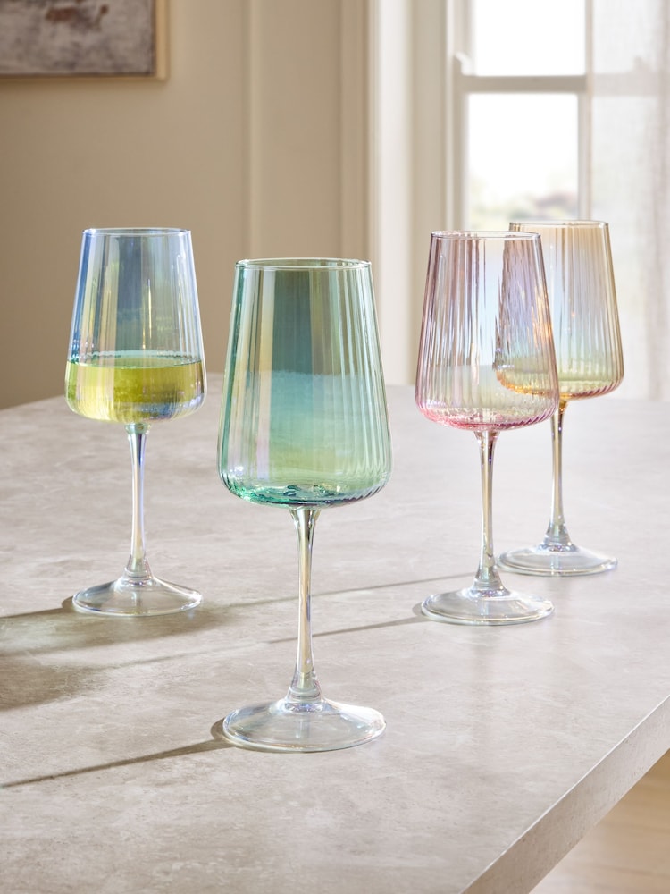 Set of 4 Multi Pastel Lustre Wine Glasses - Image 1 of 3