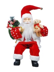 Festive 45cm Snowman Jumper Sitting Santa Decoration - Image 1 of 1