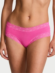 Victoria's Secret Flower Pink Cheeky Cotton Lace Trim Knickers - Image 1 of 3