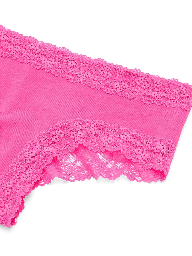 Victoria's Secret Flower Pink Cheeky Cotton Lace Trim Knickers - Image 3 of 3 Victoria's Secret Flower Pink Cheeky Cotton Lace Trim Knickers - Image 3 of 3