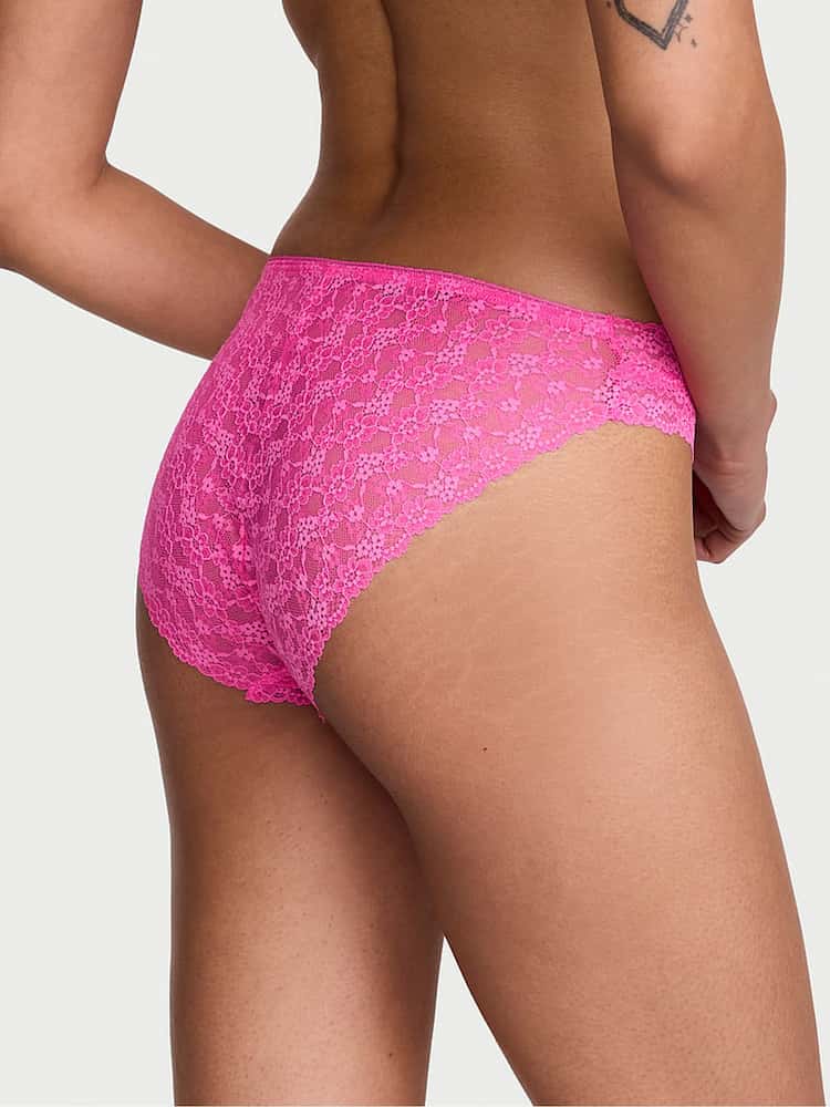 Victoria's Secret Flower Pink Bikini Cotton Lace Trim Knickers - Image 2 of 2 Victoria's Secret Flower Pink Bikini Cotton Lace Trim Knickers - Image 2 of 2
