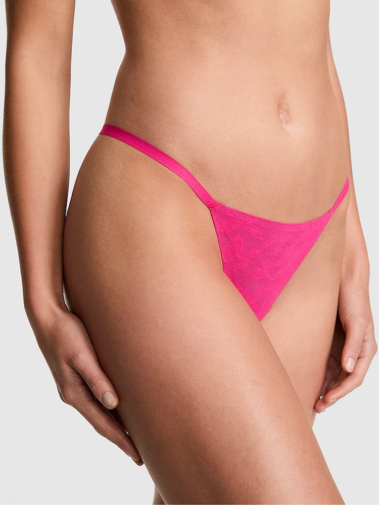 Victoria's Secret Pink Hot Stuff Pink G-String No Show Lace Knickers - Image 1 of 2