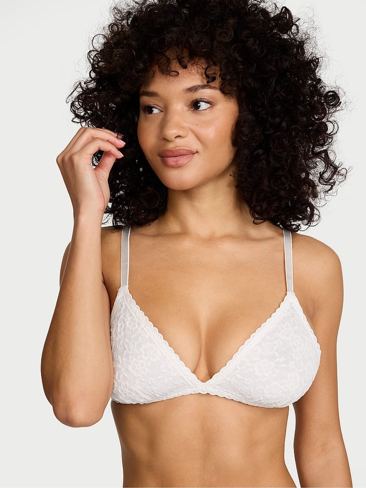 Victoria's Secret White Lace Triangle Bralette - Image 1 of 2 Victoria's Secret White Lace Triangle Bralette - Image 1 of 2