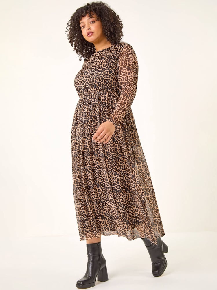 Roman Animal Curve Animal Print A-Line Stretch Dress - Image 2 of 5 Roman Animal Curve Animal Print A-Line Stretch Dress - Image 2 of 5