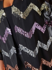 Roman Black Curve Sequin Zig Zag Kimono Blouse - Image 5 of 5