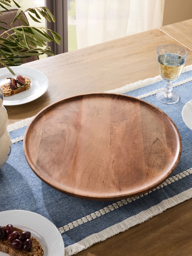 Natural Zaya Mango Wood Lazy Susan Serving Board - Image 2 of 4 Natural Zaya Mango Wood Lazy Susan Serving Board - Image 2 of 4
