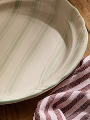 Sage Green Handpainted Stripe Platter - Image 3 of 5