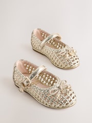 Baker by Ted Baker Woven Gold Mary Jane Shoes - Image 1 of 5
