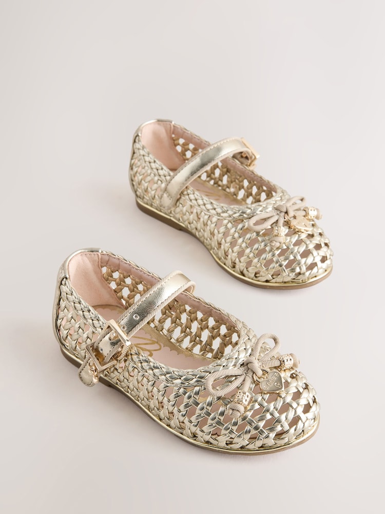 Baker by Ted Baker Woven Gold Mary Jane Shoes - Image 1 of 5