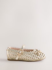 Baker by Ted Baker Woven Gold Mary Jane Shoes - Image 2 of 5