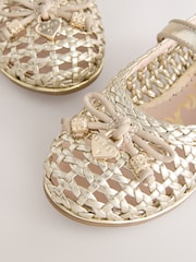 Baker by Ted Baker Woven Gold Mary Jane Shoes - Image 3 of 5