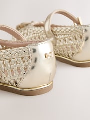 Baker by Ted Baker Woven Gold Mary Jane Shoes - Image 4 of 5