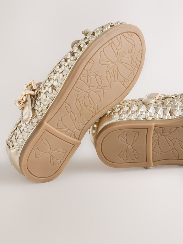 Baker by Ted Baker Woven Gold Mary Jane Shoes - Image 5 of 5