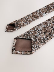 Brown Floral Tie and Clip Set - Image 2 of 3
