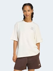 adidas White 3 Stripe Studio Graphic T-Shirt - Image 1 of 6