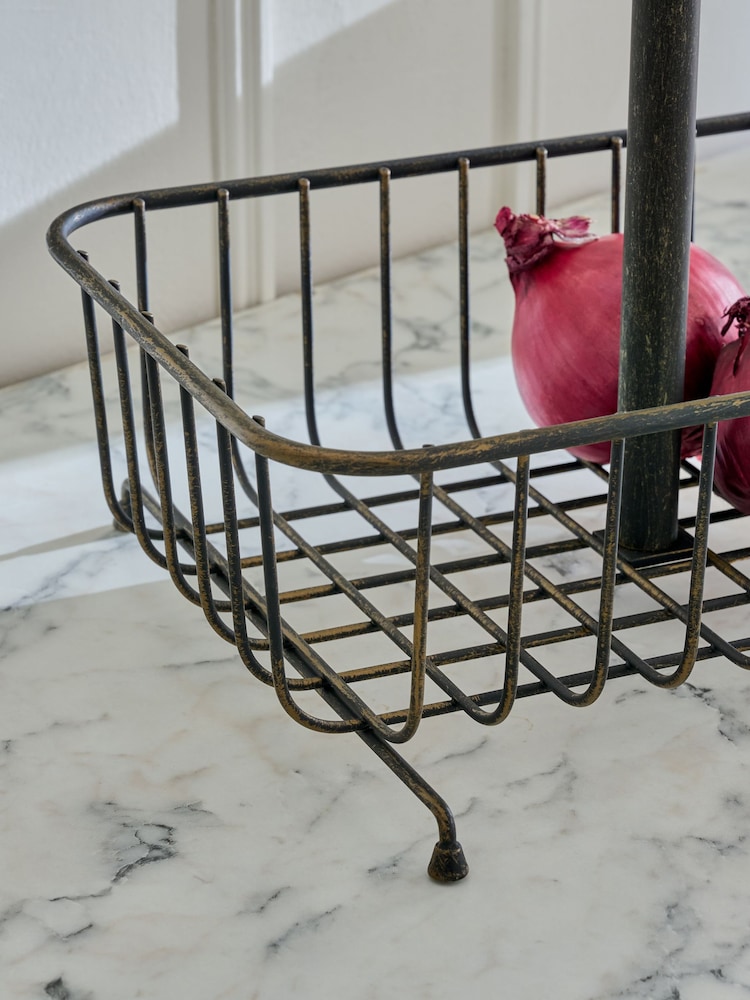 Antique Black Hertford 2 Tier Fruit Basket - Image 2 of 4