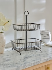 Antique Black Hertford 2 Tier Fruit Basket - Image 3 of 4