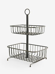 Antique Black Hertford 2 Tier Fruit Basket - Image 4 of 4