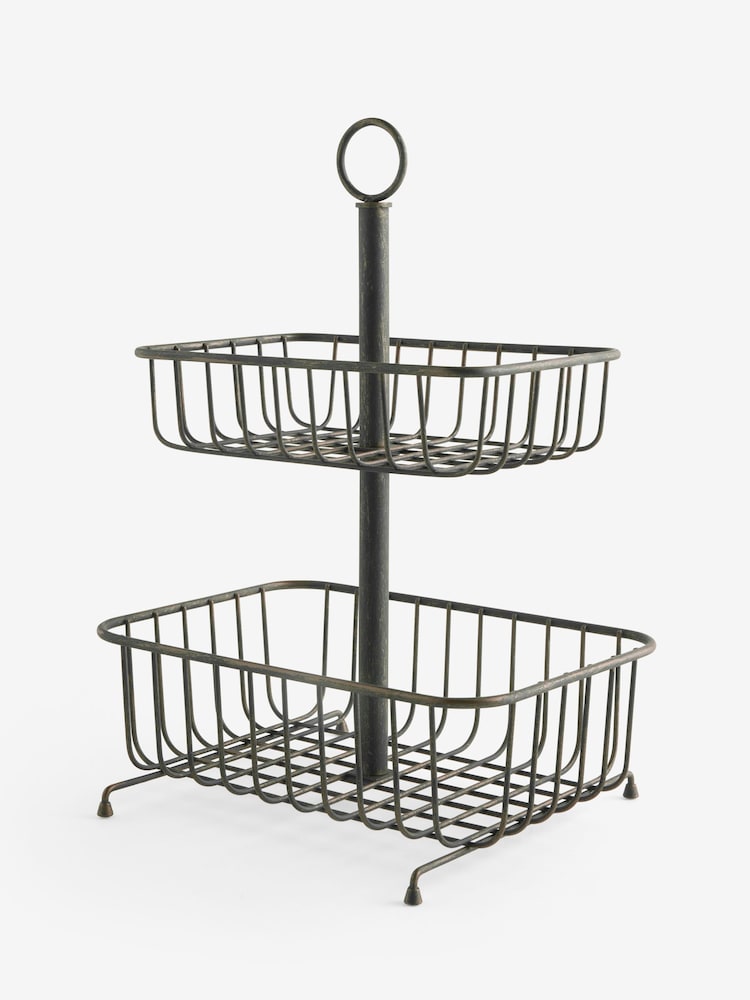 Antique Black Hertford 2 Tier Fruit Basket - Image 4 of 4