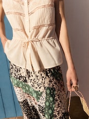 BHOEM Peach Pink Embroidered Cotton Lace Trim Top - Image 2 of 5