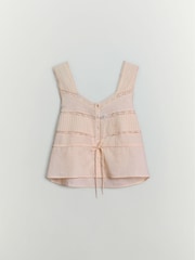 BHOEM Peach Pink Embroidered Cotton Lace Trim Top - Image 5 of 5