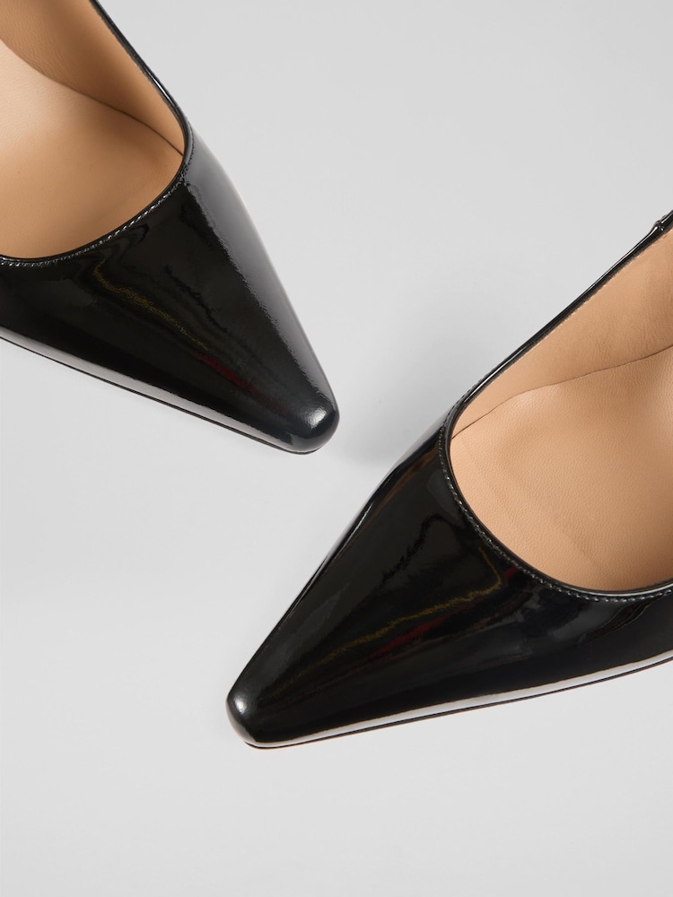 LK Bennett Black New Floret Patent Pointed Toe Courts - Image 3 of 3 LK Bennett Black New Floret Patent Pointed Toe Courts - Image 3 of 3
