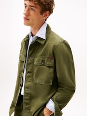 Tommy Hilfiger Green Textured Washed Sateen Utility Shirt Jacket - Image 4 of 6