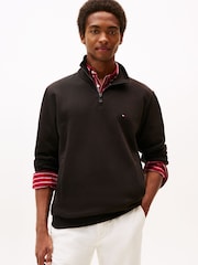 Tommy Hilfiger Black Performance Quarter Zip Intechno Knit Jumper - Image 1 of 5