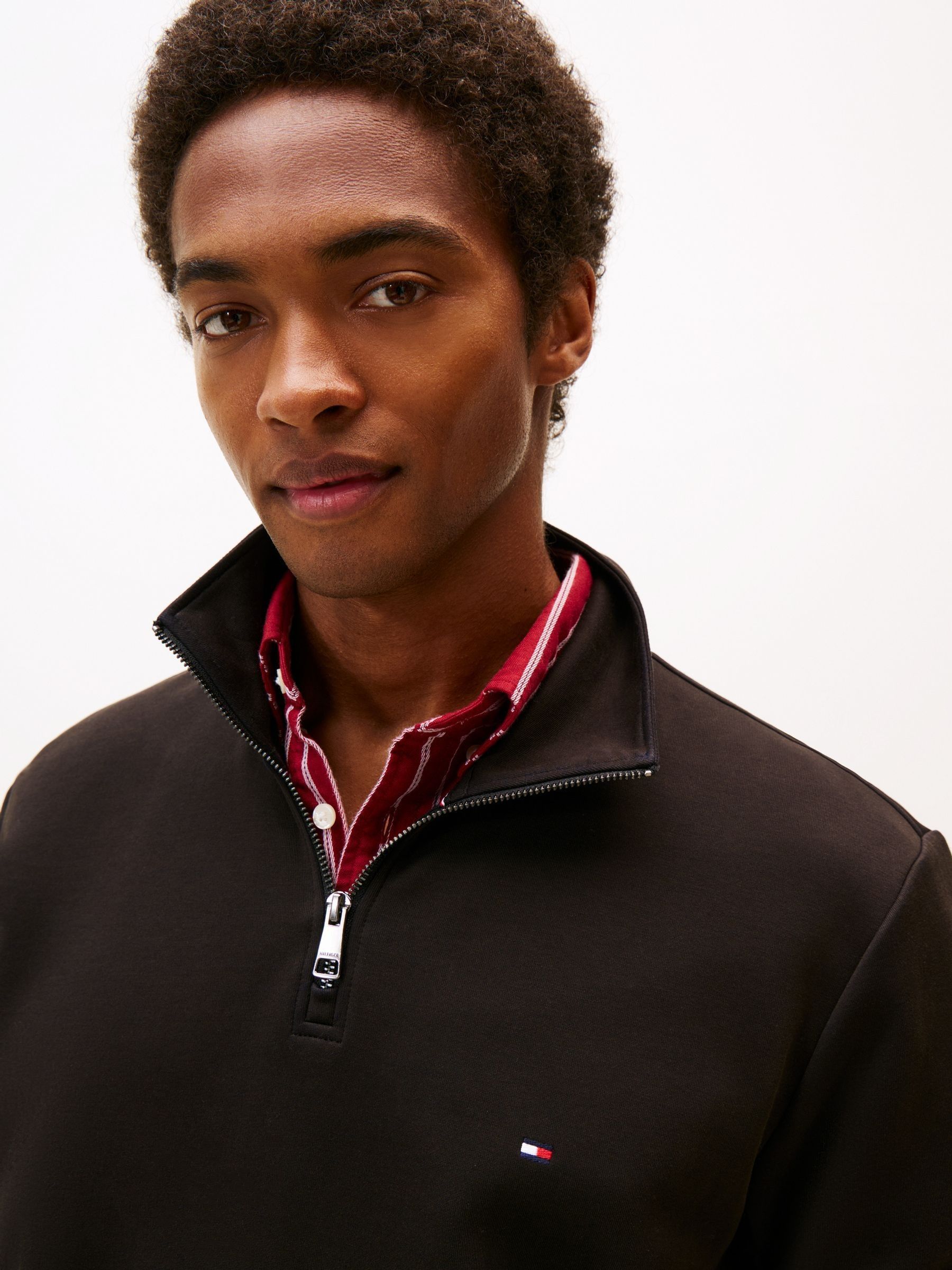 Buy Tommy Hilfiger Black Performance Quarter Zip Intechno Knit