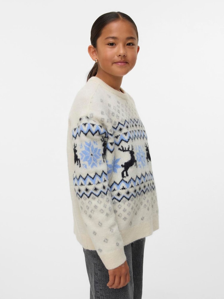 VERO MODA Cream Christmas Fairisle Knitted Jumper - Image 2 of 4 VERO MODA Cream Christmas Fairisle Knitted Jumper - Image 2 of 4